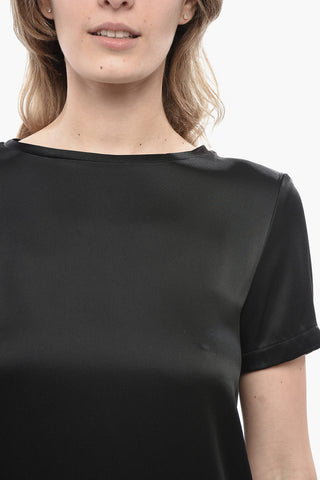 S T-Shirt Aus Satin Mit Rundhalsausschnitt Einfarbig