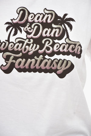 라운드넥 코튼 저지 티셔츠 EASY FIT, 글리터 프린트