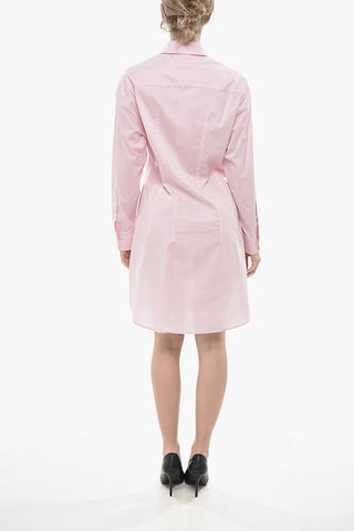 Slim-Fit Poplin Shirt Dress with Embroidered Logo