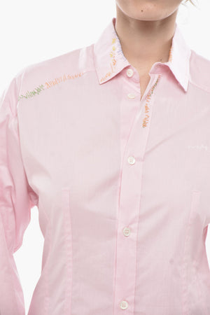 Slim-Fit Poplin Shirt Dress with Embroidered Logo