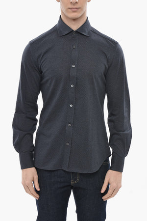 ID Einfarbiges Hemd aus Baumwolle mit Mikro-Pois