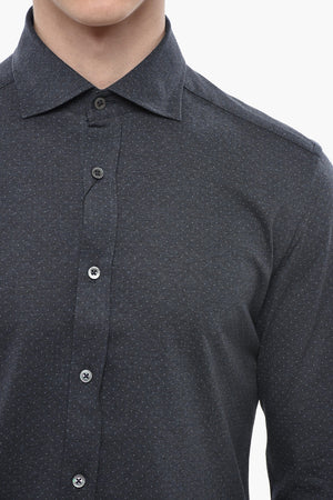 ID Einfarbiges Hemd aus Baumwolle mit Mikro-Pois