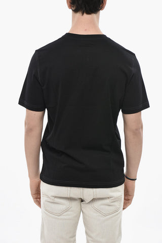 Plain Crew Neck T-Shirt T-ADJUST-K1 With Flocked Print