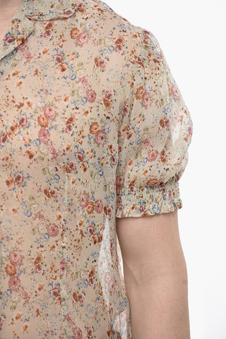 Blusa Garden Sutra in Seta a Motivo Floreale