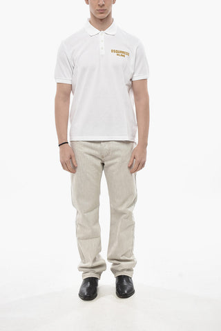 Polo Tennis Fit in Cotone Hopsack con Logo Floccato
