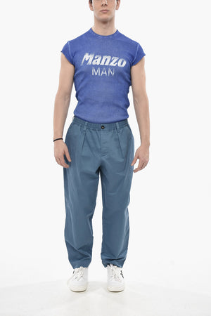 Pantaloni Chino in Misto Cotone con Elastico in Vita