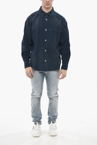 Overshirt aus geripptem Samt CURVED LOGO mit Brusttasche
