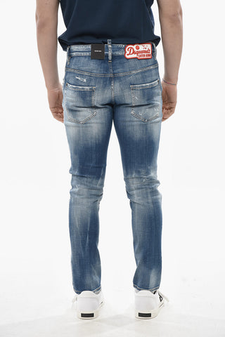 Stretch Denim Jeans SKATER with Embroidered Patch Vintage Effect 15cm
