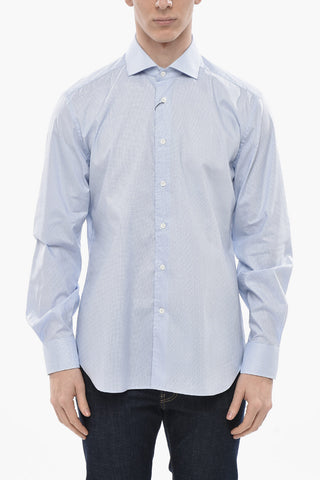 Camicia in Popeline di Cotone con Micro Motivo