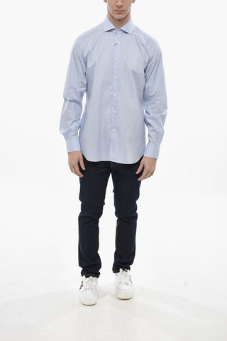 Camicia in Popeline di Cotone con Micro Motivo