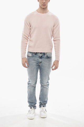 Rundhalspullover CURVED LOGO aus Wollmischung