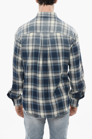 면 플란넬 셔츠 플래드 체크 무늬