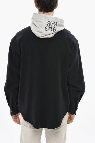 Cotton Cloth Overshirt with Hoodie Detail