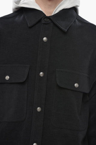Cotton Cloth Overshirt with Hoodie Detail