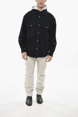 Overshirt aus Baumwollstoff mit Kapuzen-Detail