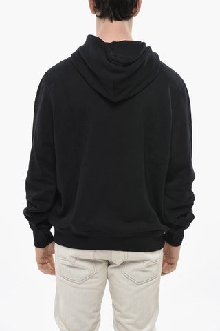 Felpa Hoodie S-GINN in Cotone Garzato a Tinta Unita