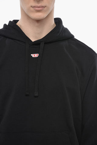 Felpa Hoodie S-GINN in Cotone Garzato a Tinta Unita