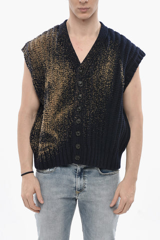 MM0 Ärmelloser Cardigan Aus Wolle Mit Beschichteten Details