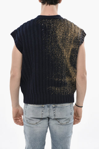 MM0 Ärmelloser Cardigan Aus Wolle Mit Beschichteten Details