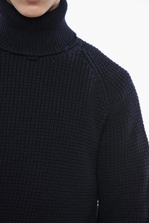 Wool Turtleneck Pullover with Distressed Edges