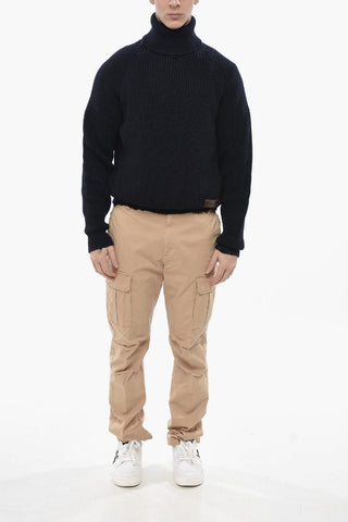Wool Turtleneck Pullover with Distressed Edges