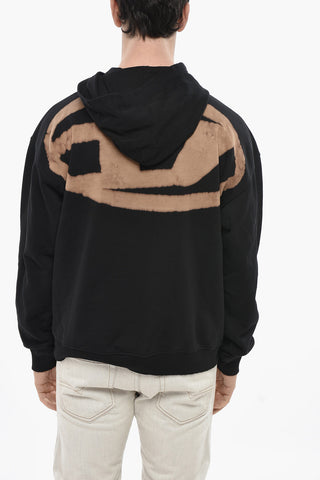 Kapuzenpullover S-BOXT Einfarbig Mit Acid-Wash-Detail Auf Dem Rücken