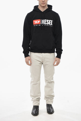 Hoodie-Sweatshirt S-GINN in Uni mit Monogramm-Stickerei