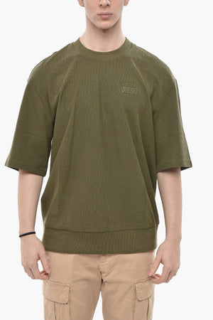 Cotton Crewneck T-Shirt S-COOLING-WAF-OUT With Embossed Logo