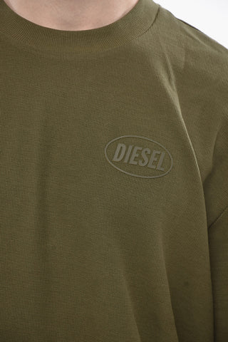 Cotton Crewneck T-Shirt S-COOLING-WAF-OUT With Embossed Logo