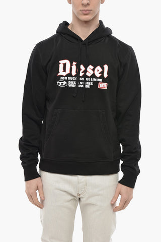 Felpa Hoodie S-GINN-HOOD-K45 in Cotone Garzato con Logo Floccato