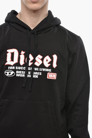 Felpa Hoodie S-GINN-HOOD-K45 in Cotone Garzato con Logo Floccato