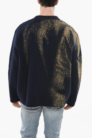 MM0 Pullover Zip-up in Lana con Dettagli Spalmati