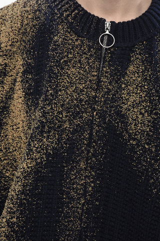 MM0 Zip-Pullover Aus Wolle Mit Beschichteten Details