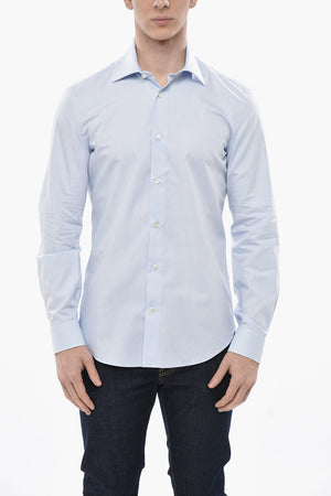 Camicia in Popelin di Cotone con Collo Francese