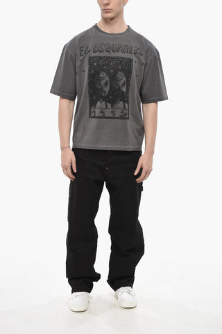 T-Shirt Girocollo Loose Fit con Stampa Grafica