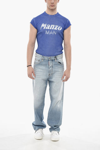 Jeans mit geradem Bein LOOSE mit silbernen Knöpfen 22cm