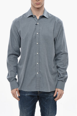 Camicia JOHN in Flanella di Cotone con Collo Francese