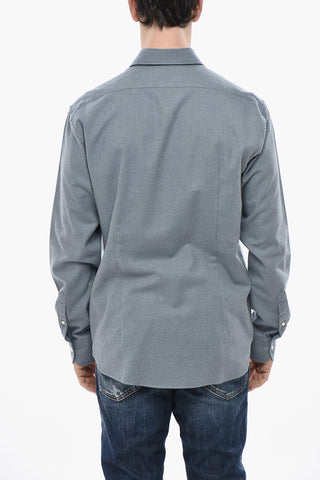 Camicia JOHN in Flanella di Cotone con Collo Francese