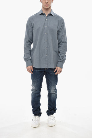 Camicia JOHN in Flanella di Cotone con Collo Francese
