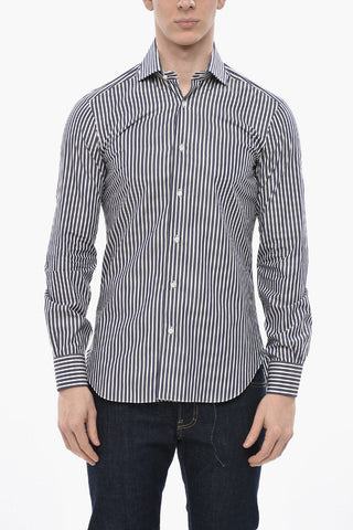 Two-Tone Striped Cotton Poplin Shirt