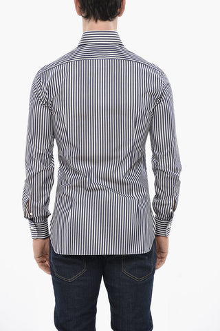 Two-Tone Striped Cotton Poplin Shirt