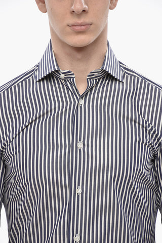 Two-Tone Striped Cotton Poplin Shirt