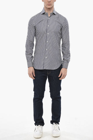 Two-Tone Striped Cotton Poplin Shirt
