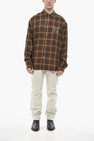 Camicia Plaid Check con Logo Ricamato