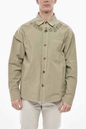 Overshirt in Denim con Logo Stampato e Taschino