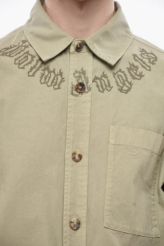 Overshirt in Denim con Logo Stampato e Taschino