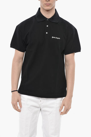 Polo in Cotone Hopsack con Logo Ricamato