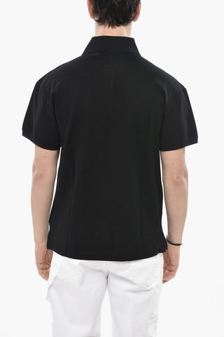 Polo in Cotone Hopsack con Logo Ricamato