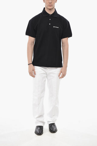 Polo in Cotone Hopsack con Logo Ricamato