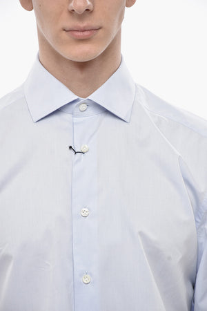 Camicia in Popeline di Cotone con Collo Francese e Gemelli